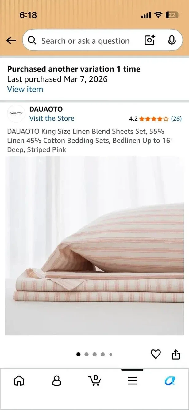 Queen Bed Linen Blend Sheets 4pc Set Cotton Pink Classic Pink Stripe 16